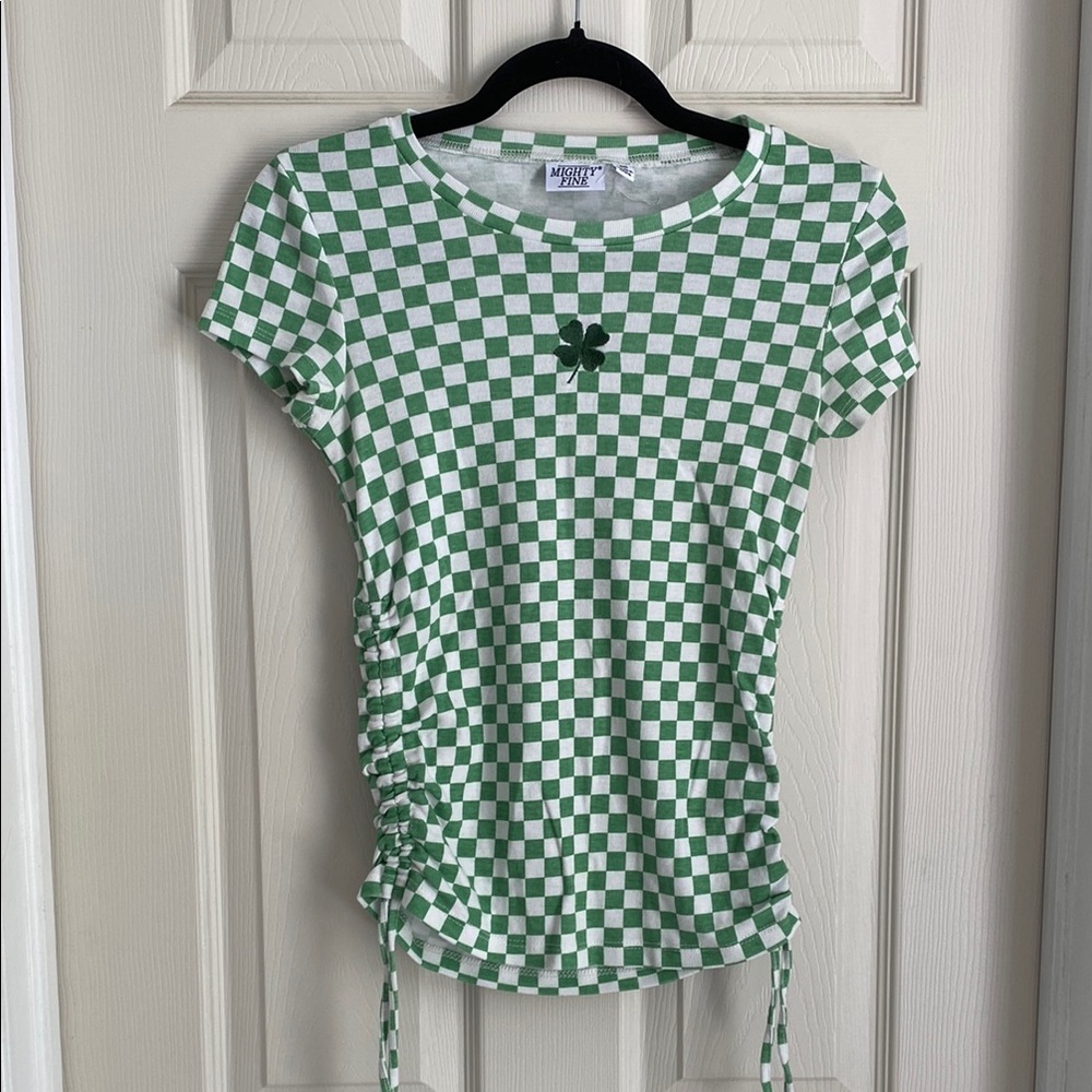 Mighty Fine Green Checkered Short Sleeve Tee